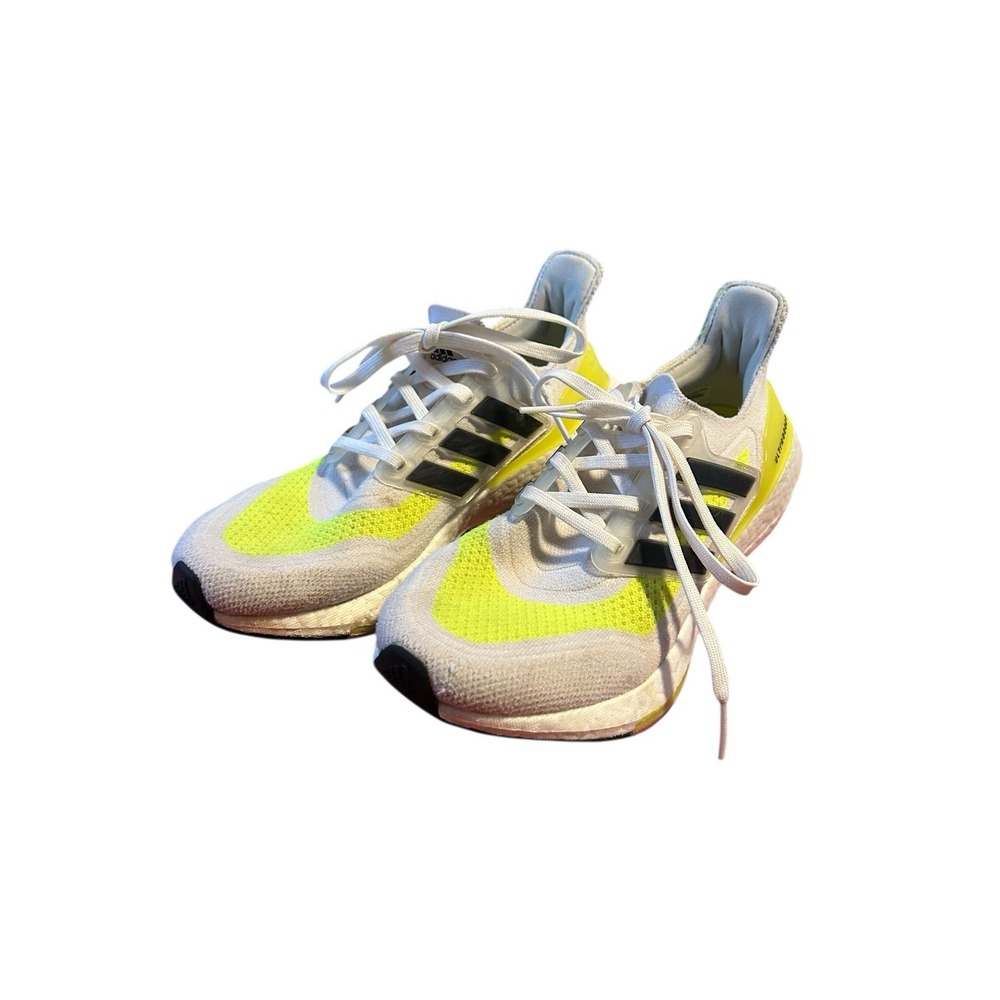 Adidas Ultra Boost 21 White Solar Yellow Men's Size 7 Shoes FY0377